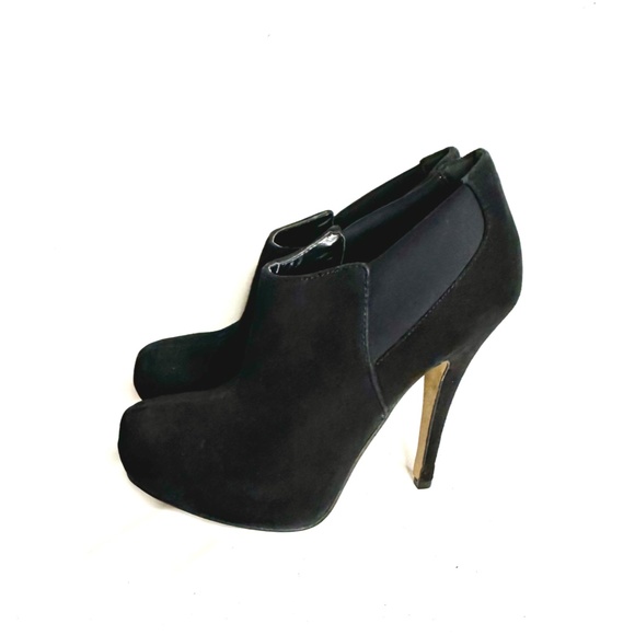 Jessica Simpson Black Suede High Heel Ankle Booties - Picture 2 of 6